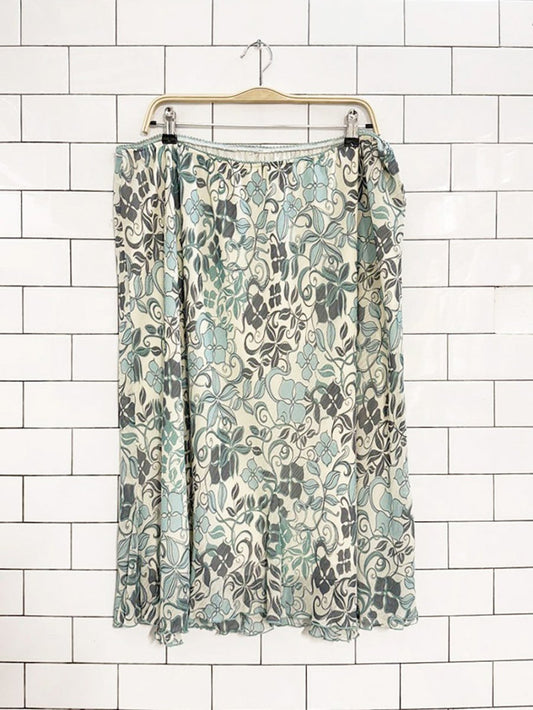 y2k dressbarn floral chiffon flowy knee - length skirt - good market thrift store
