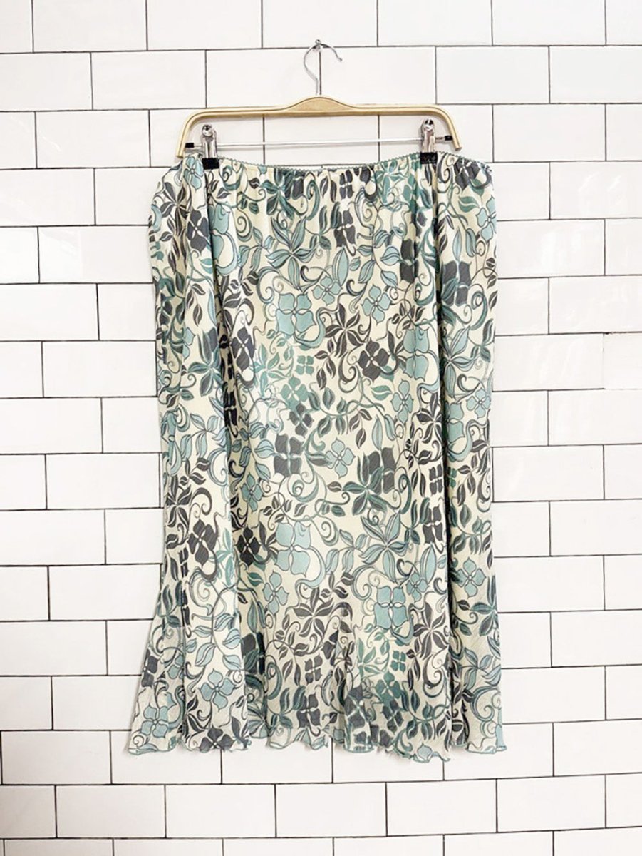 y2k dressbarn floral chiffon flowy knee - length skirt - good market thrift store