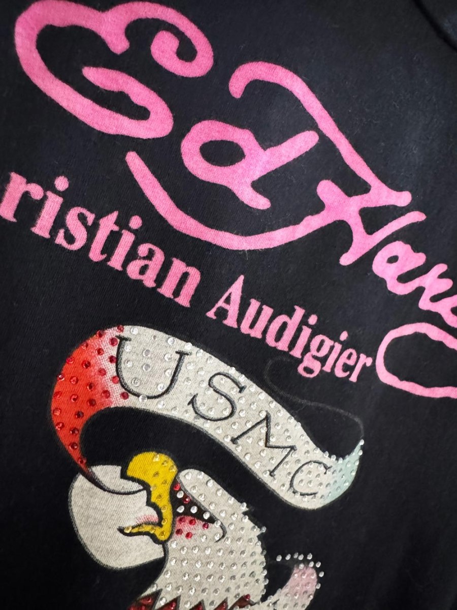 y2k ed hardy crystal eagle print tee - good market thrift store