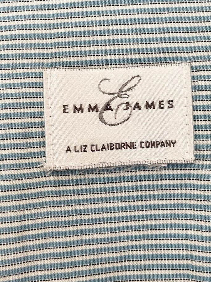y2k emma james blue stripe hook and eye french cuff shirt | liz claiborne - good market thrift store