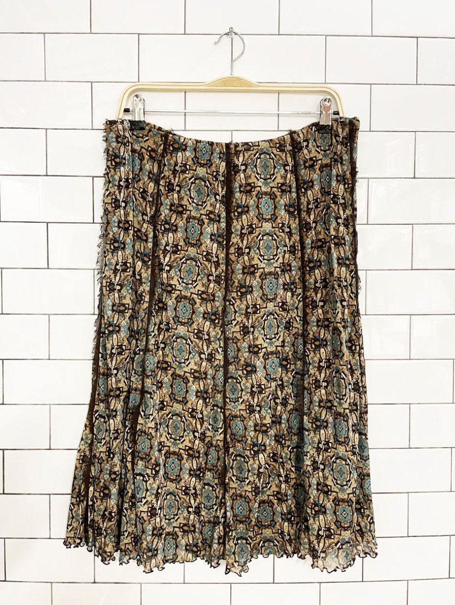 y2k emma james lace trim curly hem knee - length stretch knit skirt - good market thrift store