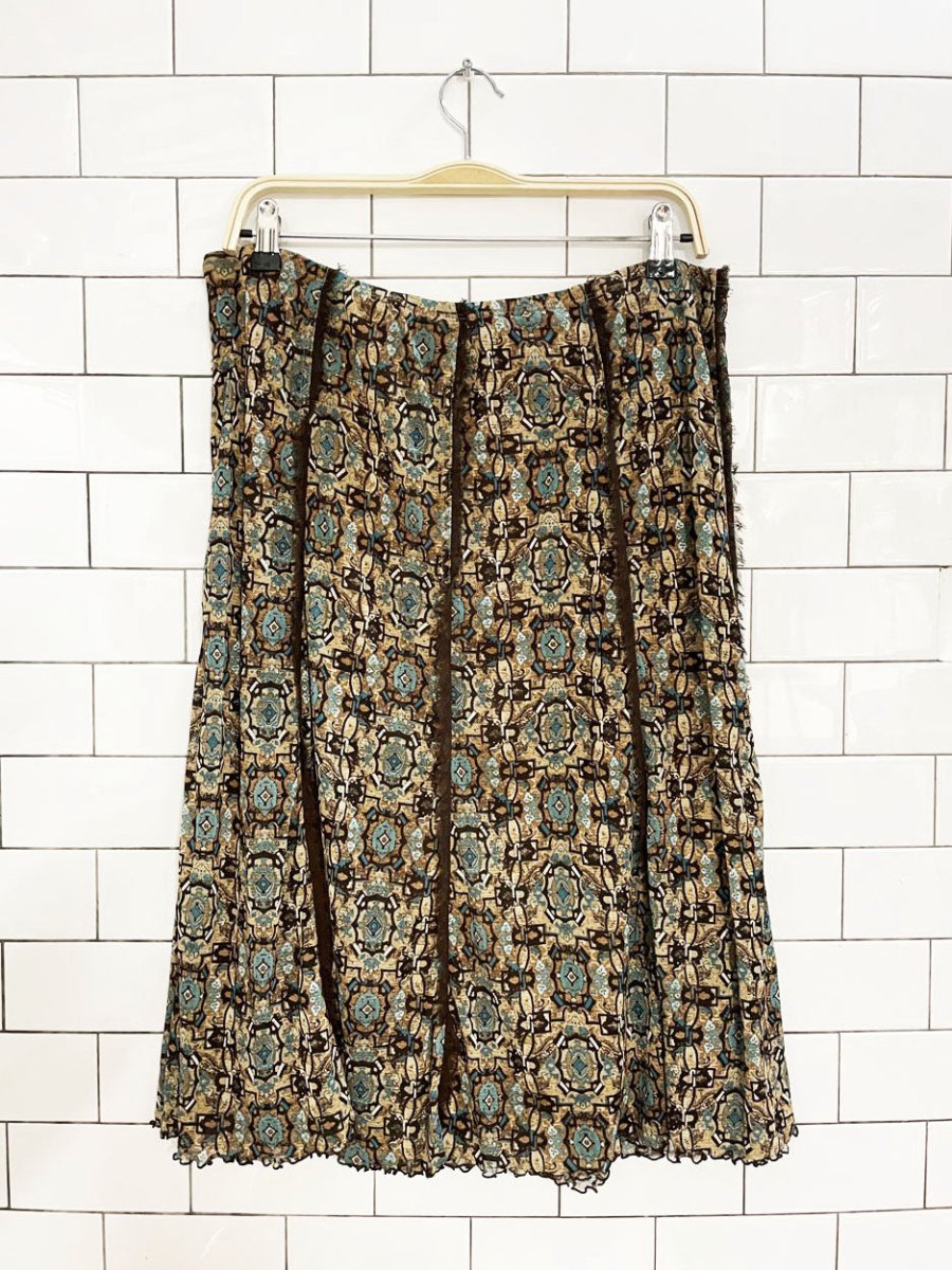 y2k emma james lace trim curly hem knee - length stretch knit skirt - good market thrift store