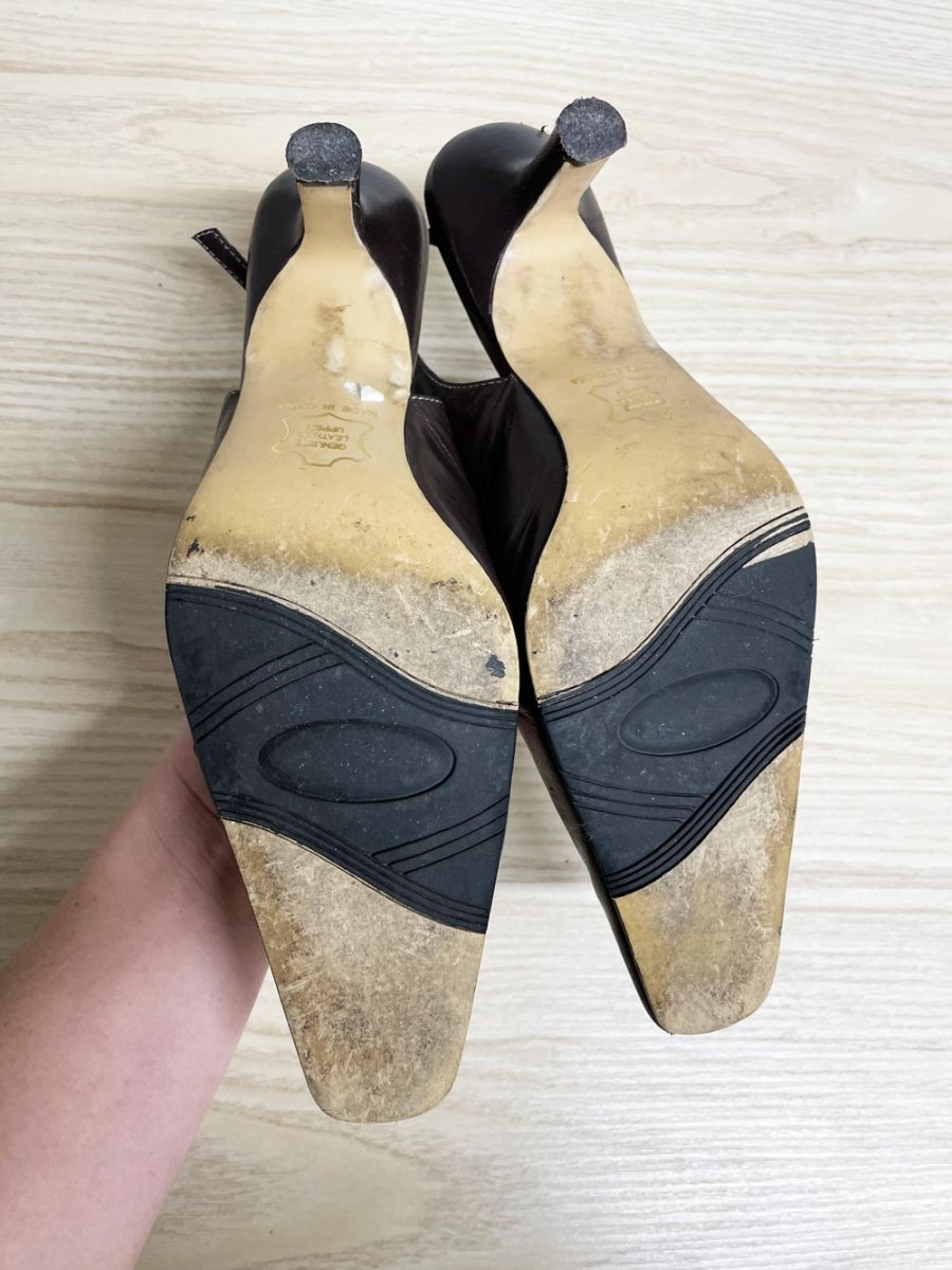 y2k espanola leather buckle square toe slingback heels - good market thrift store