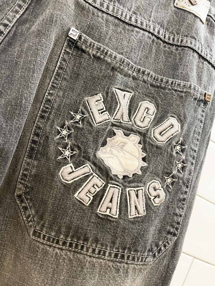 y2k exco baggy distressed bulldog jeans - good market thrift store