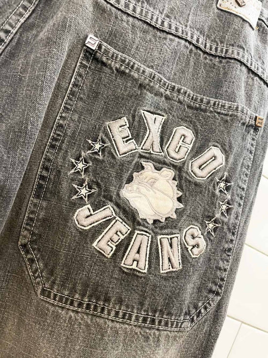 y2k exco baggy distressed bulldog jeans - good market thrift store