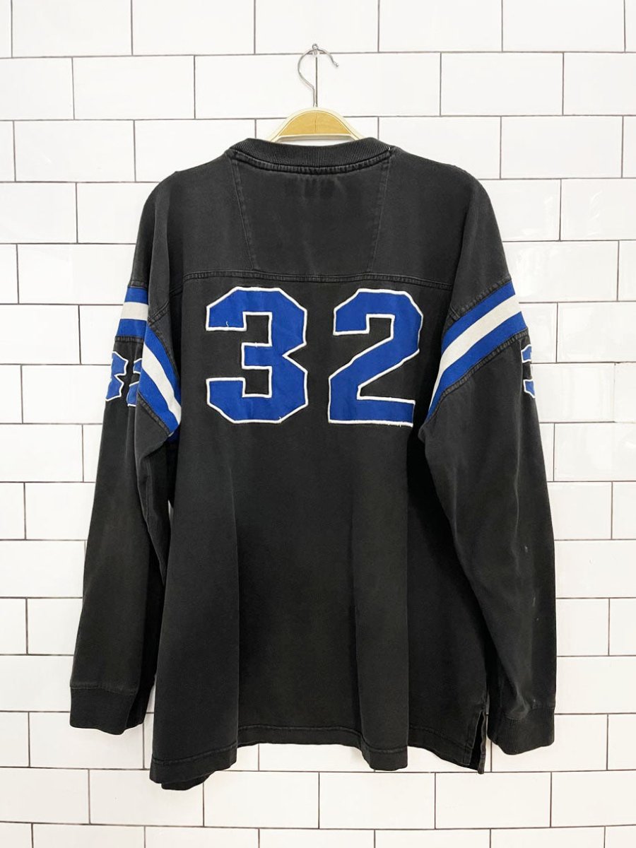 y2k exco varsity jersey 32 long sleeve v-stitch tee | collegiate - good market thrift store