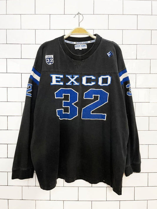 y2k exco varsity jersey 32 long sleeve v-stitch tee | collegiate - good market thrift store