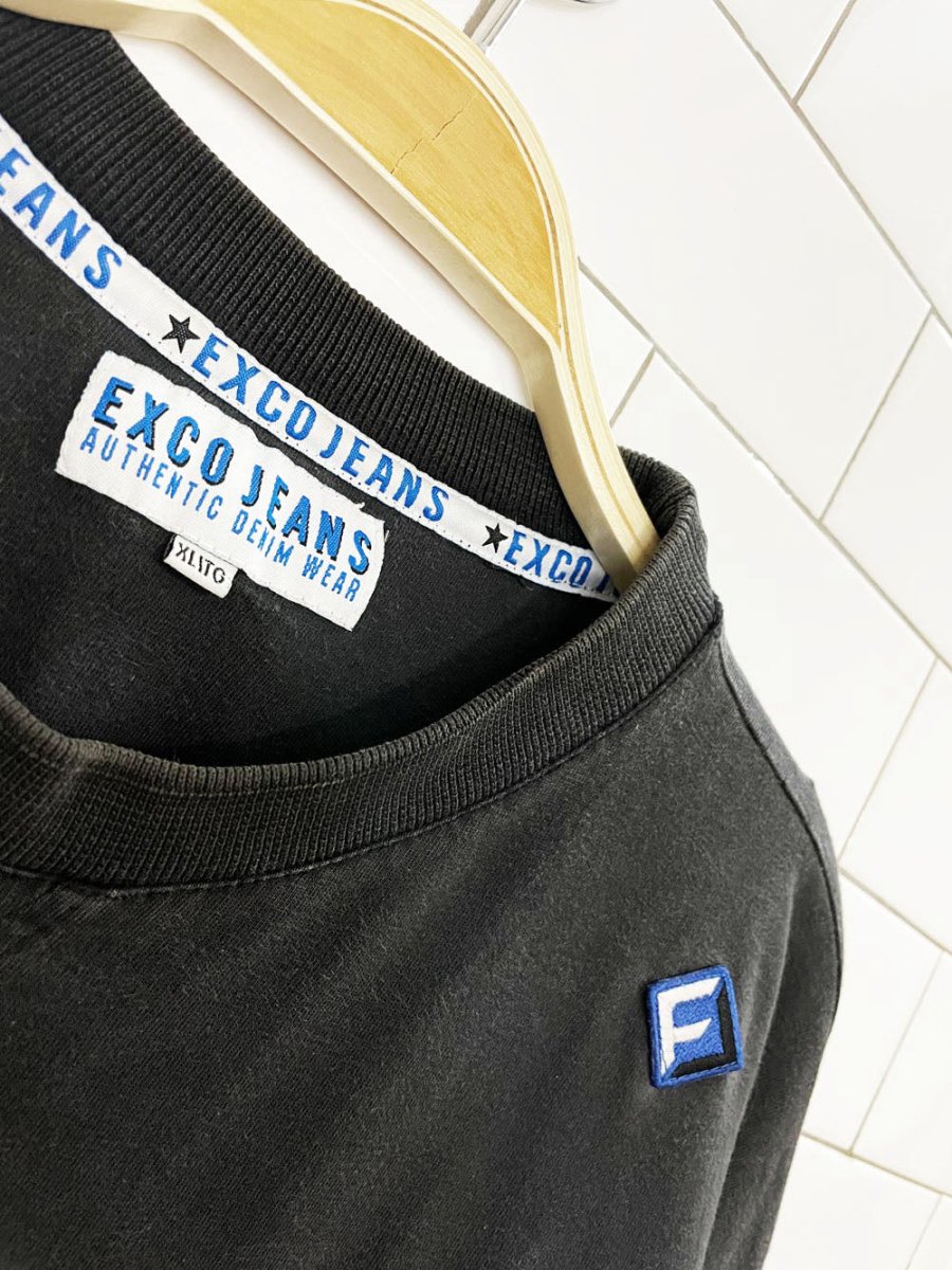 y2k exco varsity jersey 32 long sleeve v-stitch tee | collegiate - good market thrift store