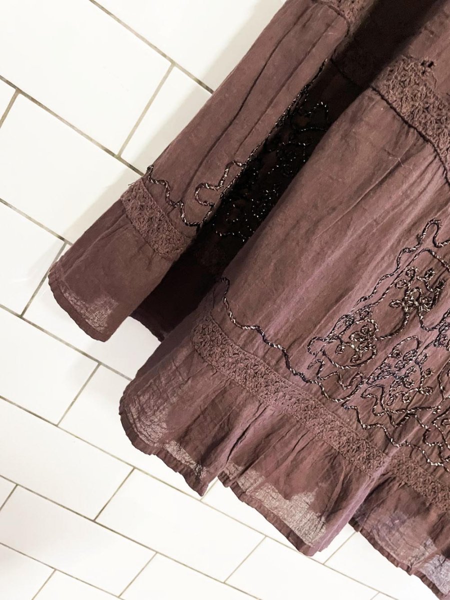 y2k fiori boho tiered ombre tie dye prairie maxi skirt | made in India - good market thrift store