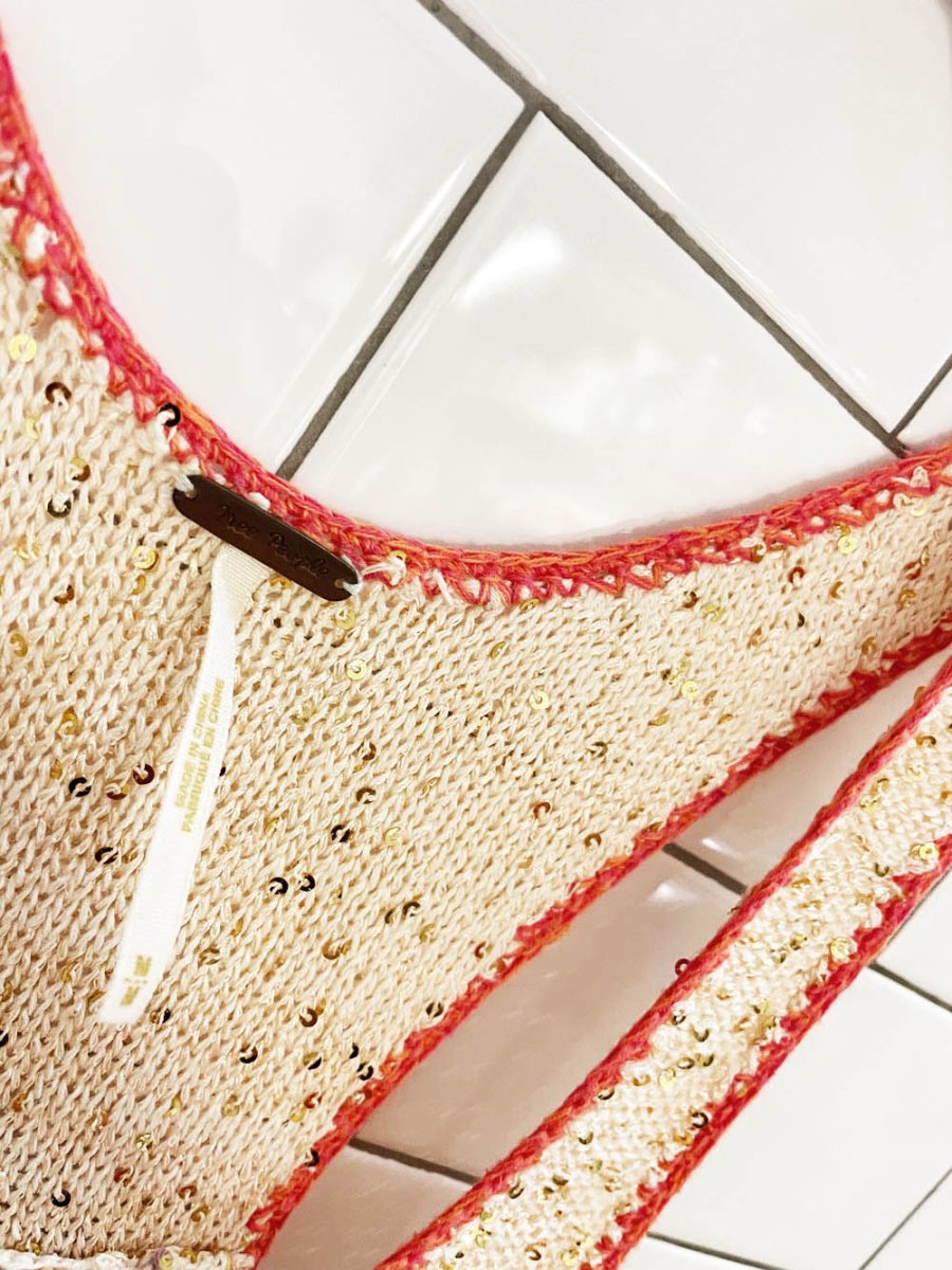 y2k free people boho crochet knit baby doll tank - good market thrift store