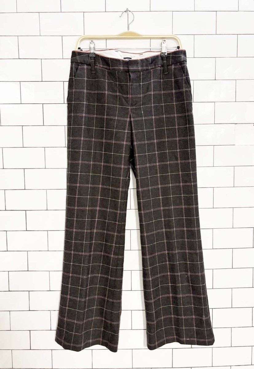 y2k gap wool - blend plaid check flared trousers | made in India - good market thrift store