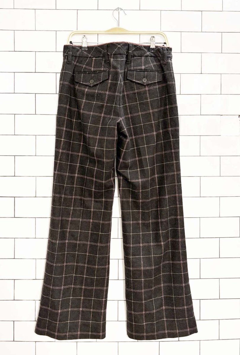 y2k gap wool - blend plaid check flared trousers | made in India - good market thrift store
