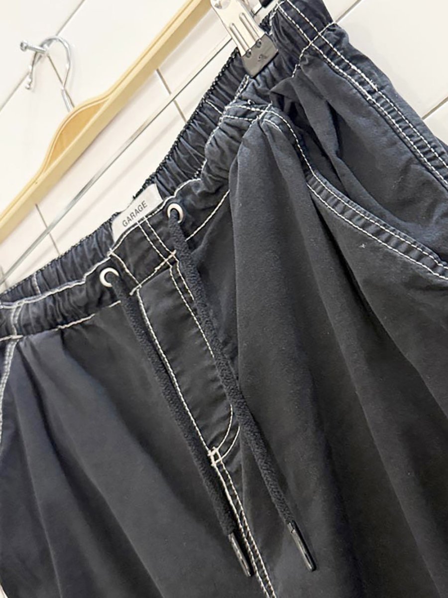 y2k garage contrast stitch utility parachute pants - good market thrift store