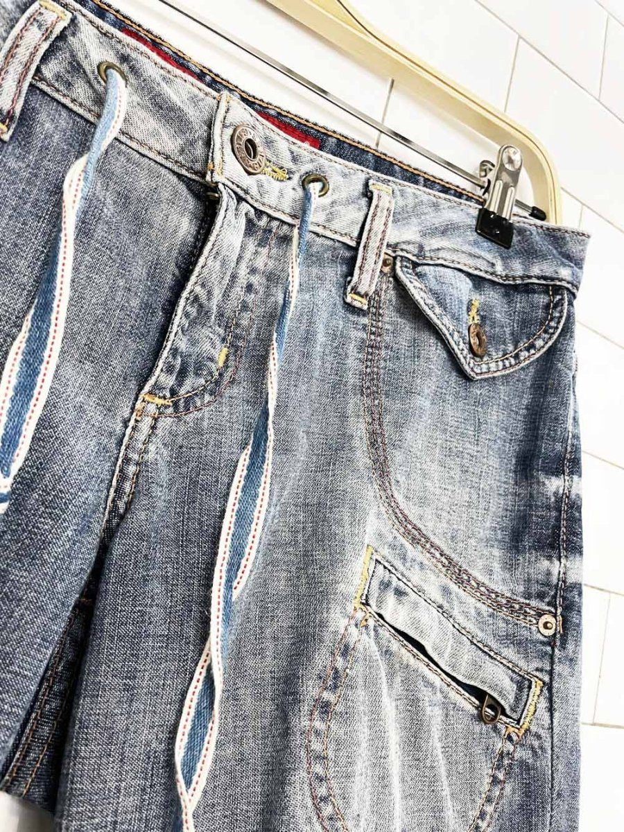 y2k guess soft denim drawstring capris - good market thrift store