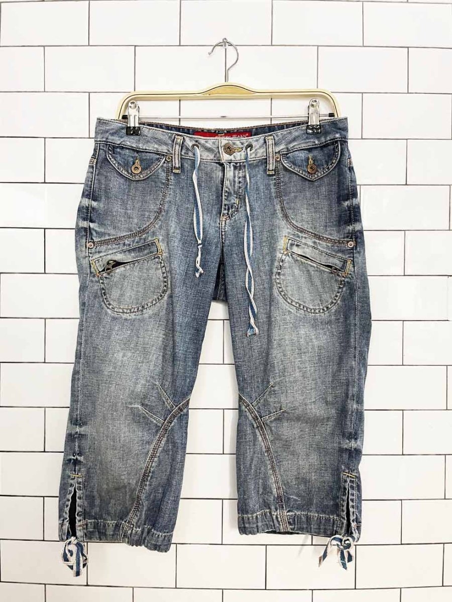 y2k guess soft denim drawstring capris - good market thrift store
