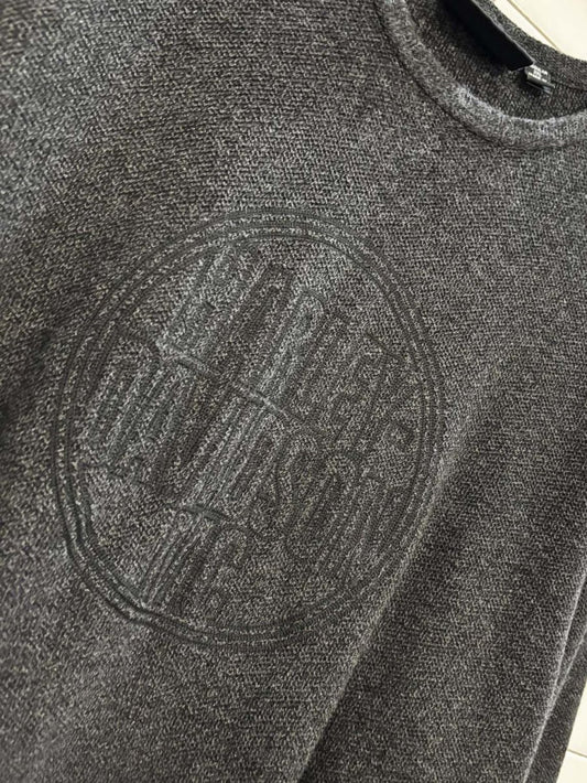 y2k harley davidson spellout logo knit long - sleeve shirt - good market thrift store