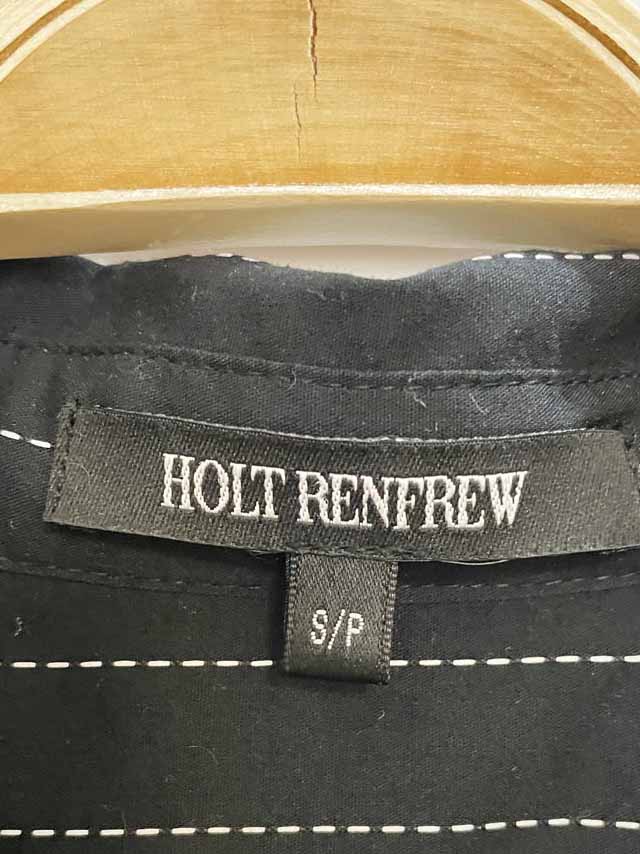 y2k holt renfrew stitched pinstripe v-neck full button shirt - good market thrift store