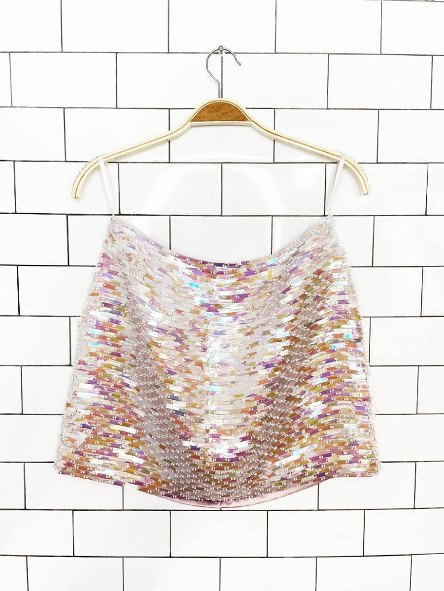 y2k hugo buscatti 100% silk sequin mini skirt - good market thrift store
