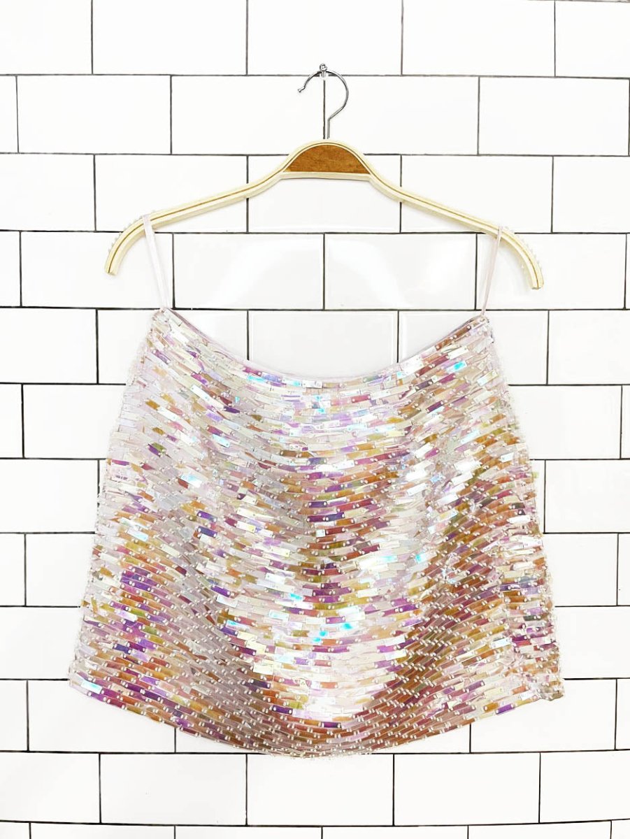 y2k hugo buscatti 100% silk sequin mini skirt - good market thrift store