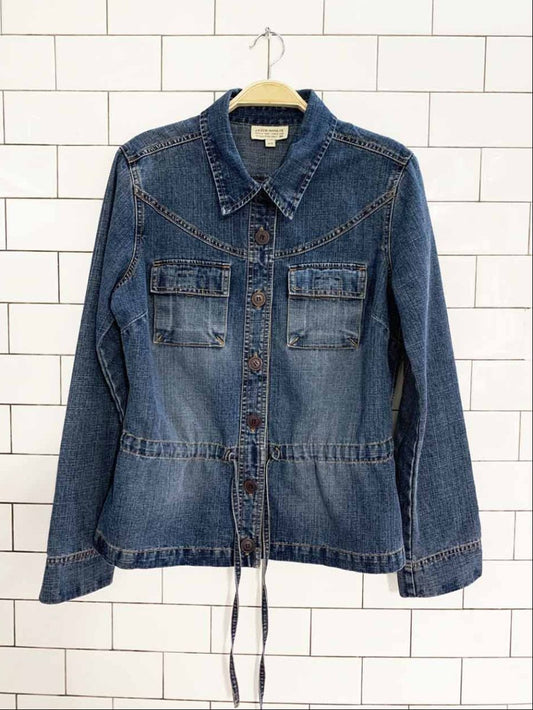 y2k jacob annexe drawstring waist denim shirt jacket - good market thrift store