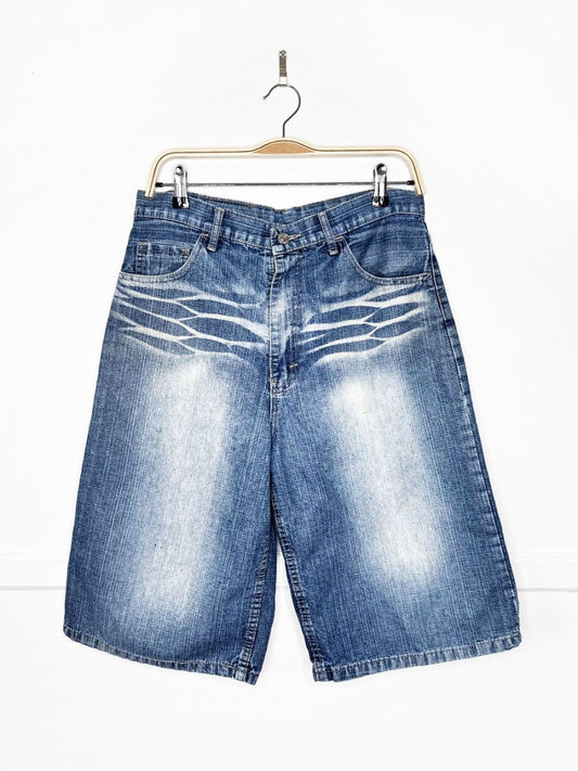 y2k jag whiskered denim baggy jorts - good market thrift store