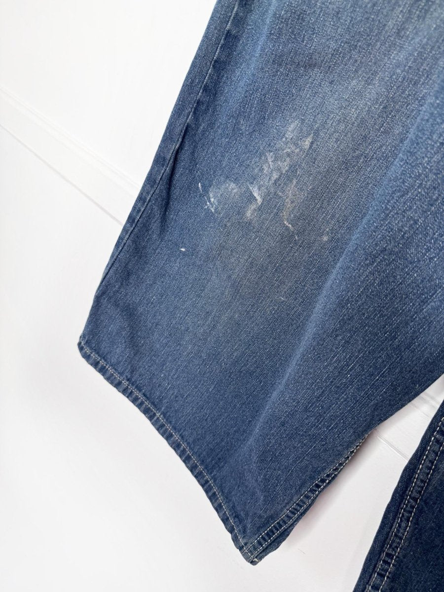 y2k jeans colony streetwear flame pocket long denim jorts - good market thrift store