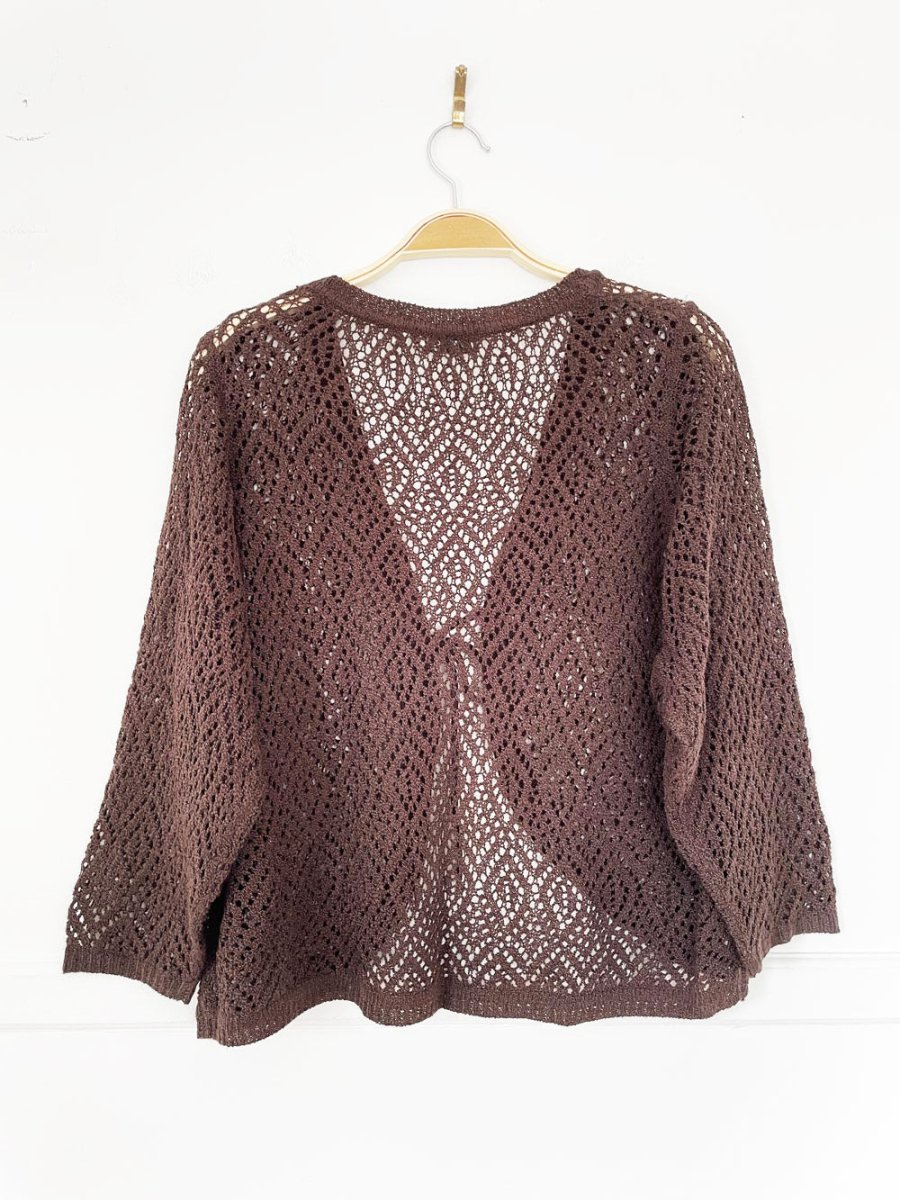 y2k jessica crochet knit tie front cardigan - good market thrift store