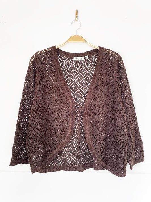 y2k jessica crochet knit tie front cardigan - good market thrift store