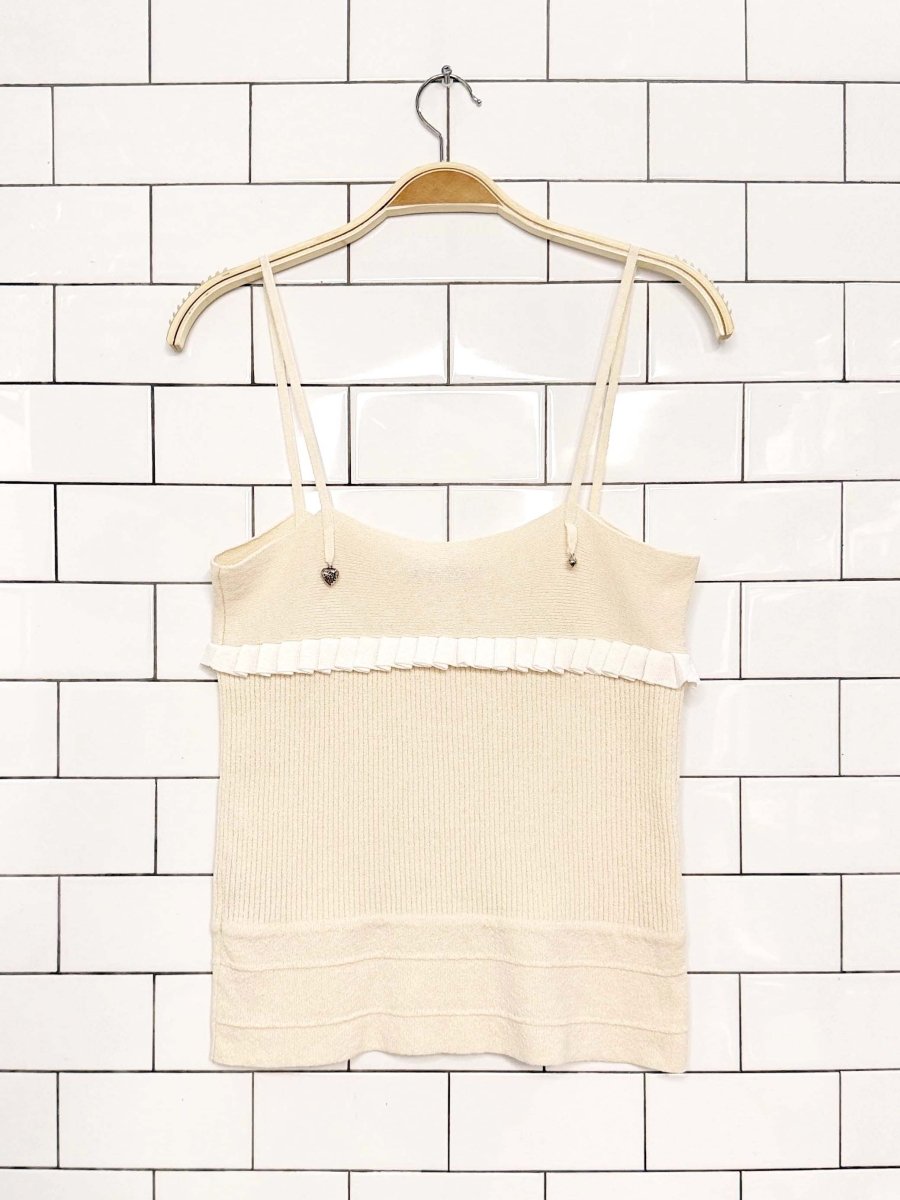 y2k jessica ruffle trim knit tank - good market thrift store