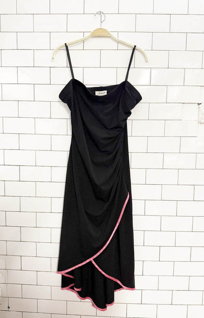 y2k jessica strapless ruched midi wrap dress - good market thrift store