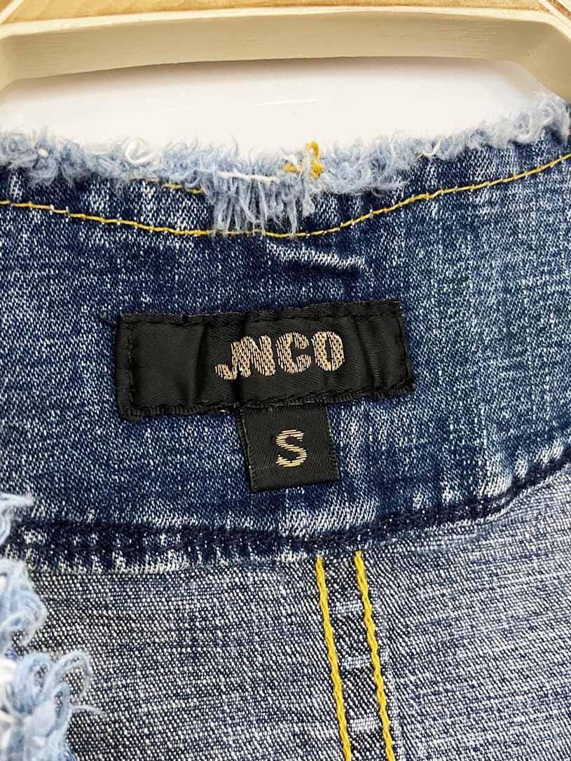 y2k jnco jeans stretchy fitted distressed denim flared jumpsuit - good market thrift store