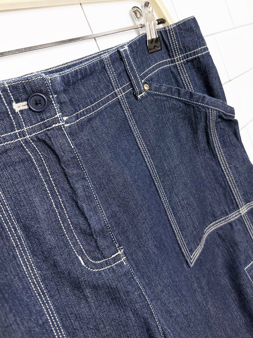 y2k jones new york utility contrast-stitch long denim shorts - good market thrift store