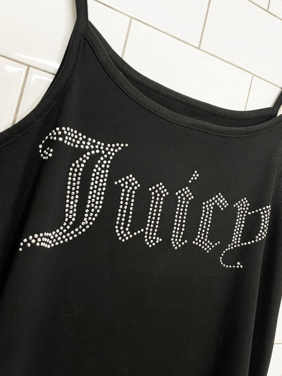 y2k juicy couture bejewelled spell out soft stretchy tank top - good market thrift store