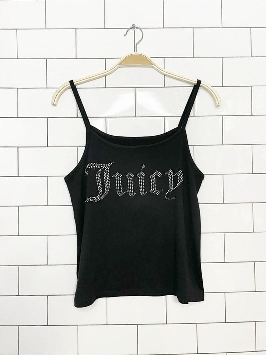 y2k juicy couture bejewelled spell out soft stretchy tank top - good market thrift store