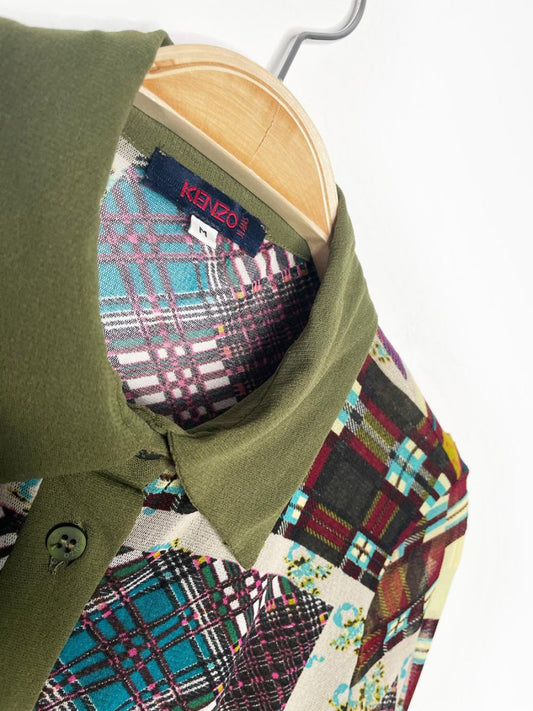y2k kenzo stretch mesh full button shirt - good market thrift store