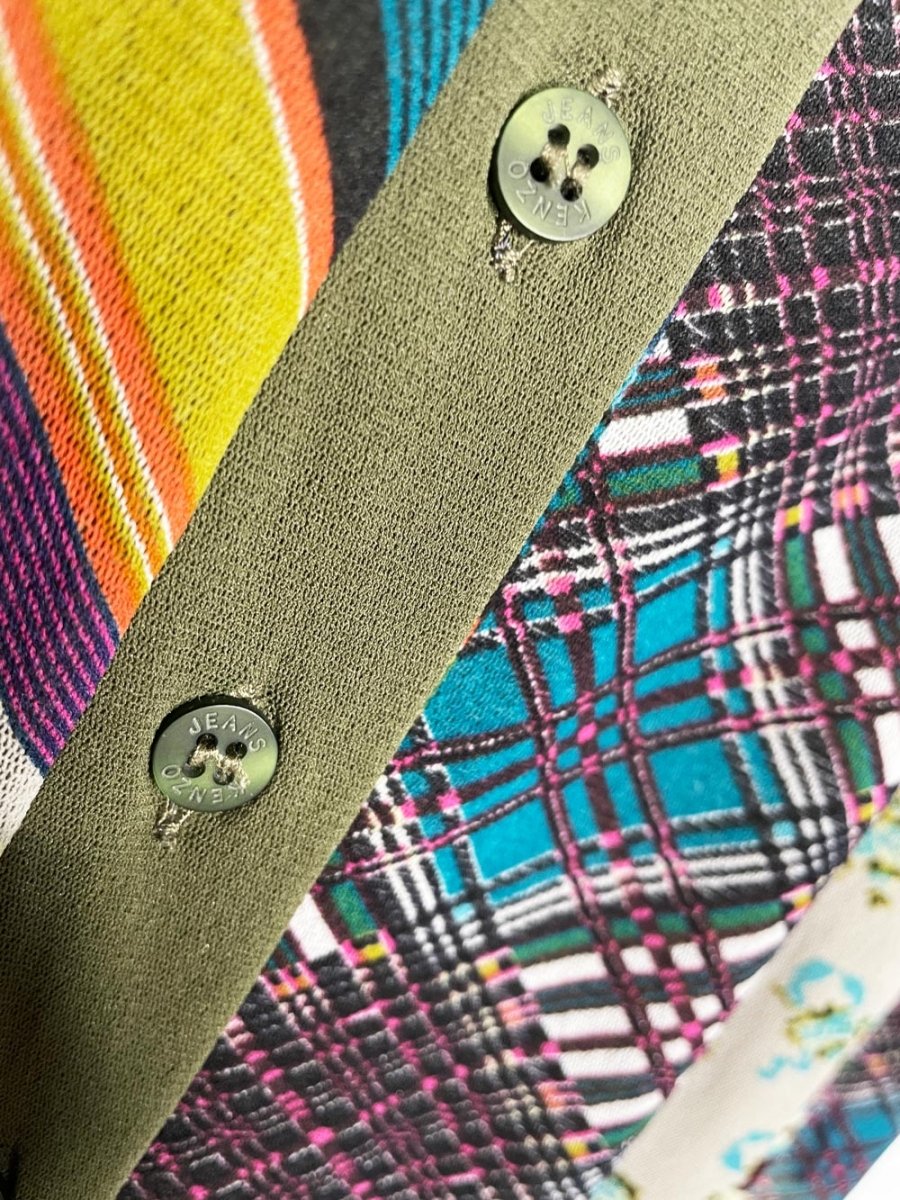 y2k kenzo stretch mesh full button shirt - good market thrift store