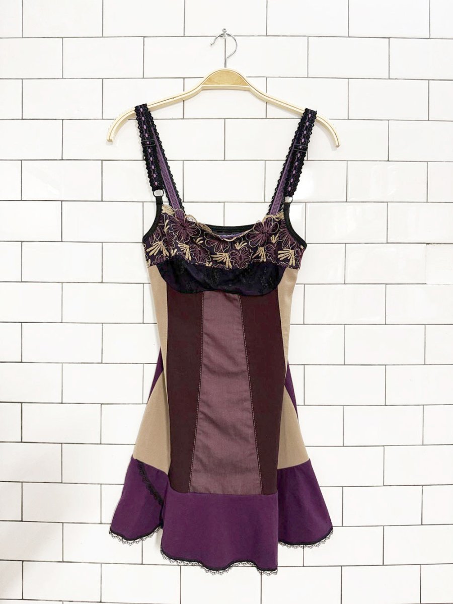 y2k kollontaï bustier lace trim mini slip dress | made in Montreal - good market thrift store