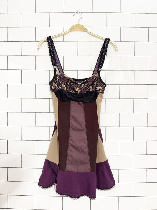 y2k kollontaï bustier lace trim mini slip dress | made in Montreal - good market thrift store