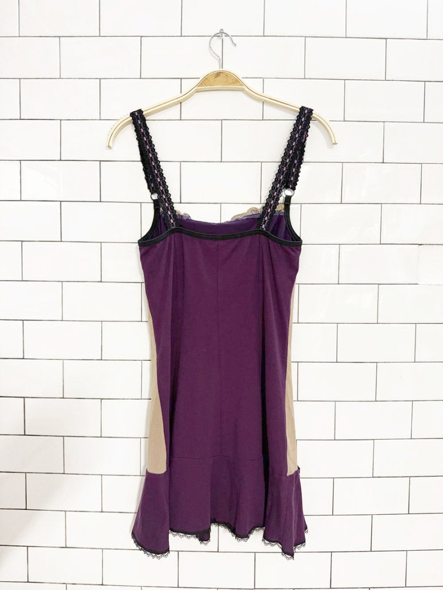 y2k kollontaï bustier lace trim mini slip dress | made in Montreal - good market thrift store