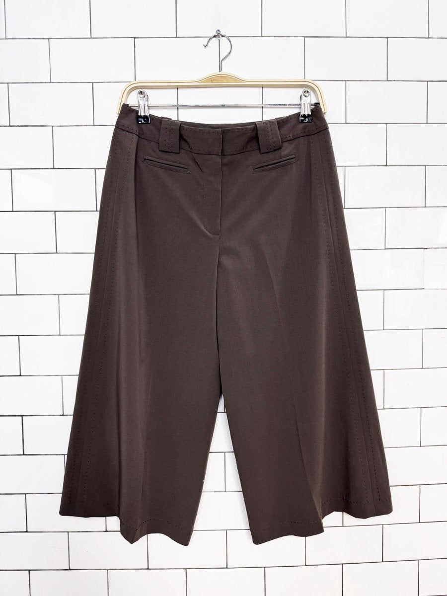 y2k larry levine stitch detail wide leg long trouser short - good market thrift store