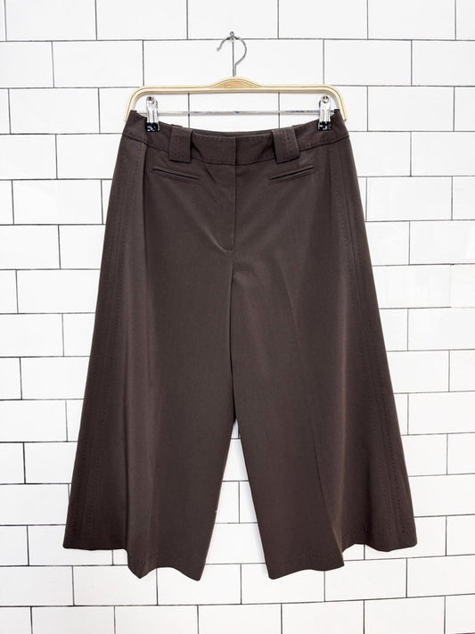 y2k larry levine stitch detail wide leg long trouser short - good market thrift store