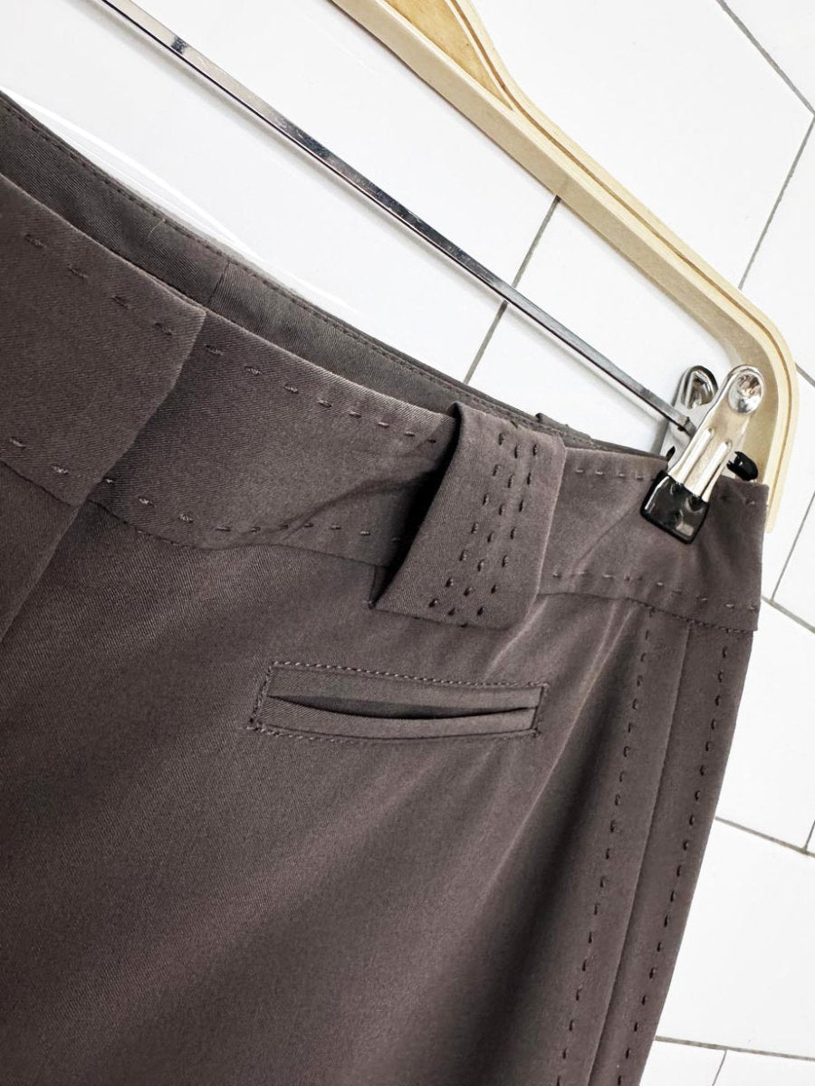 y2k larry levine stitch detail wide leg long trouser short - good market thrift store