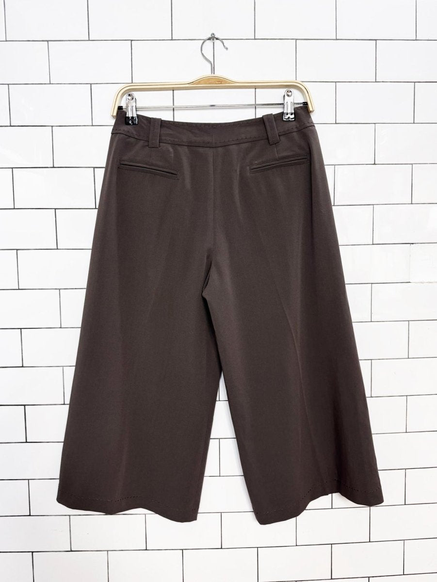 y2k larry levine stitch detail wide leg long trouser short - good market thrift store