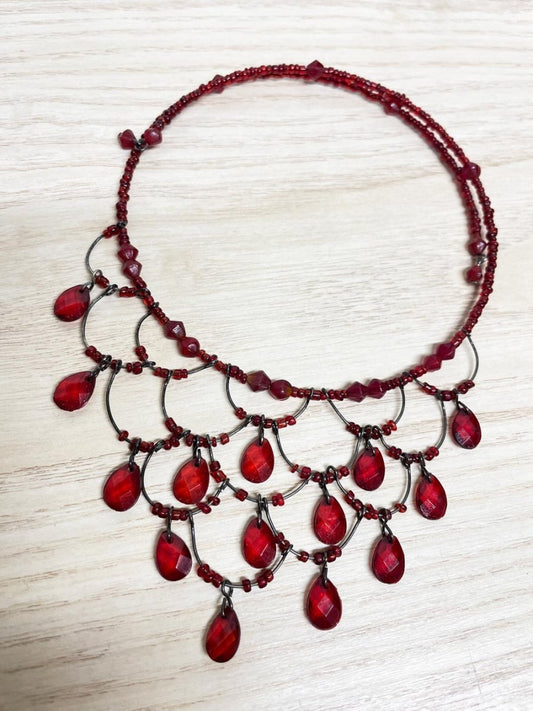 y2k le chateau beaded ruby teardrop choker necklace - good market thrift store