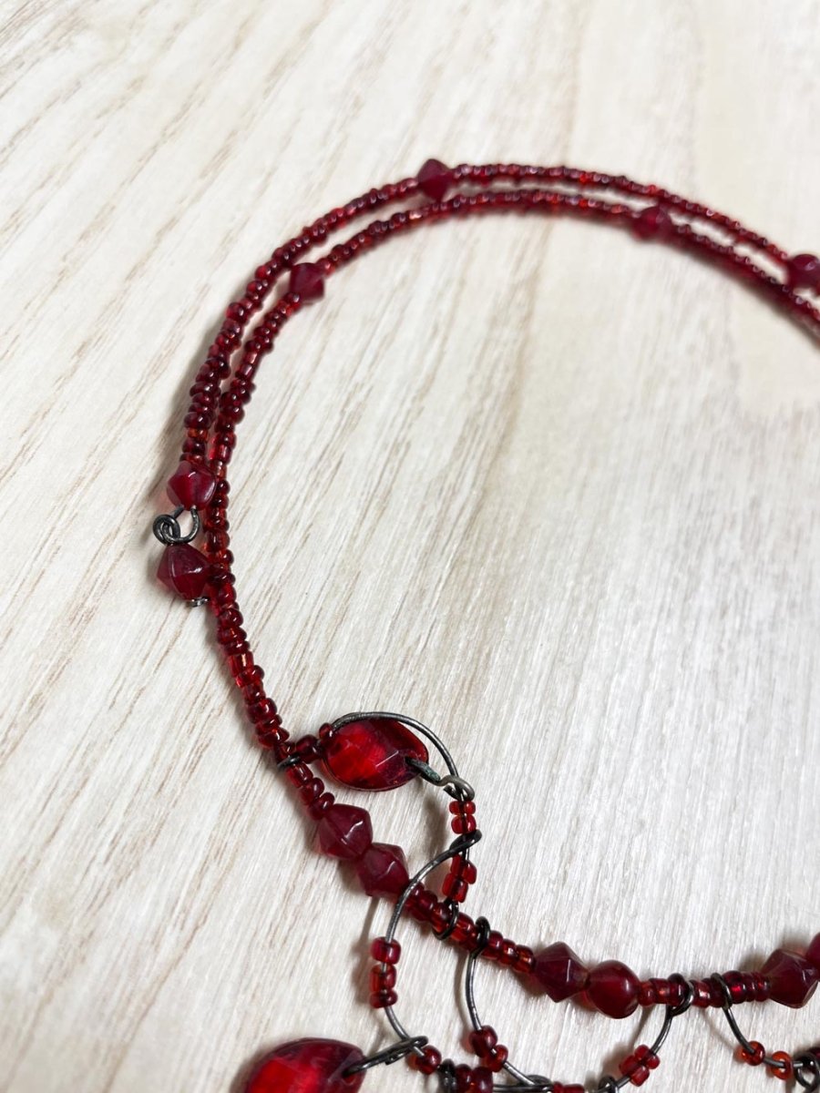 y2k le chateau beaded ruby teardrop choker necklace - good market thrift store