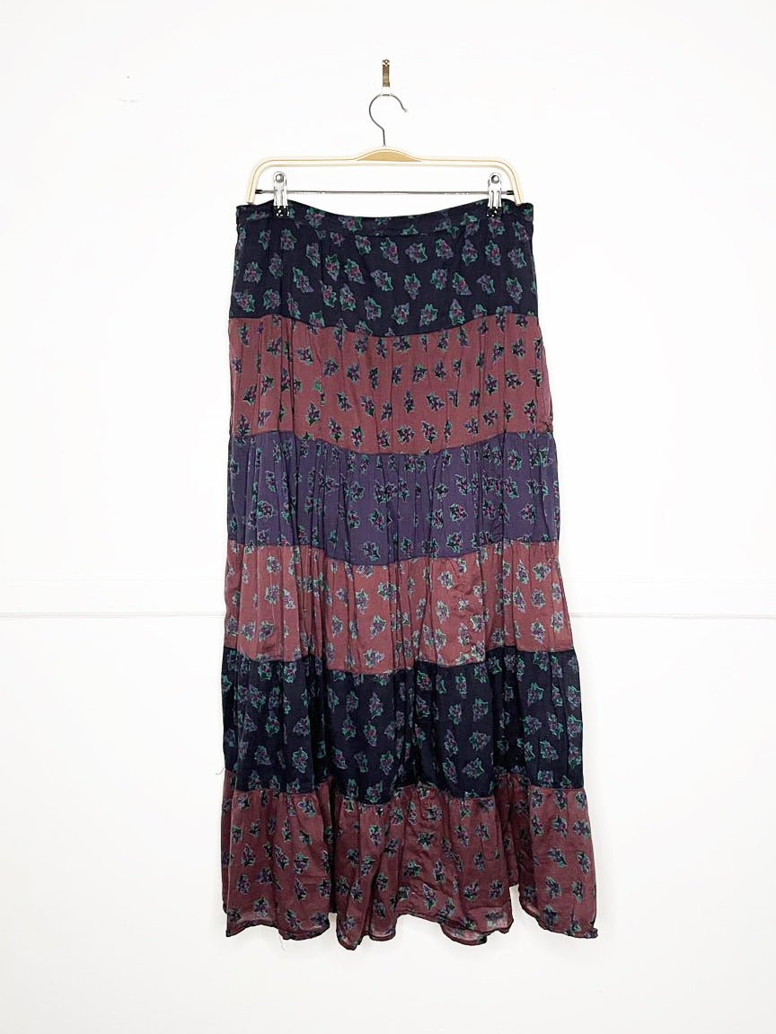 y2k le chateau boho tiered floral maxi skirt | made in India - good market thrift store