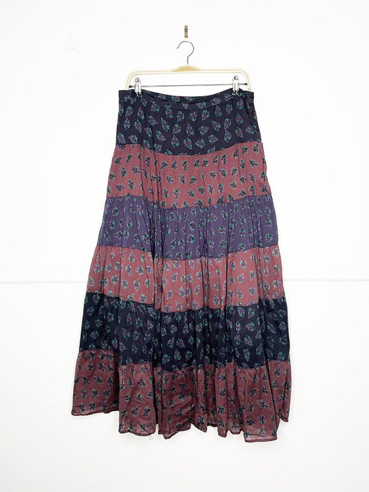 y2k le chateau boho tiered floral maxi skirt | made in India - good market thrift store