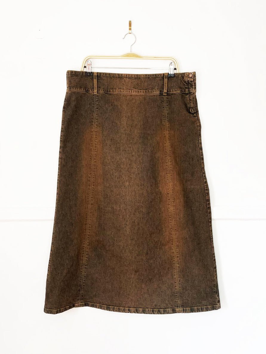 y2k lee jeans denim midi skirt | one true fit - good market thrift store