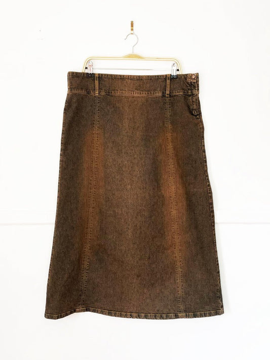 y2k lee jeans denim midi skirt | one true fit - good market thrift store