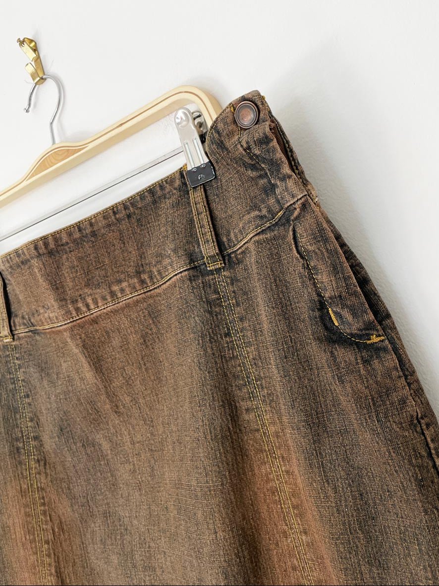 y2k lee jeans denim midi skirt | one true fit - good market thrift store